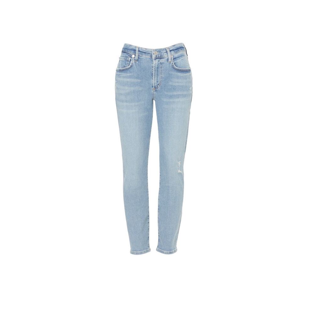 Citizens of Humanity Ella Crop Slim Fit Distressed Light Blue Denim Jean Size 29 - Picture 5 of 16